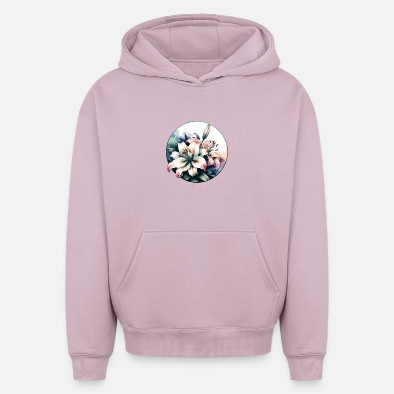 Lys dessinés - Sweat à capuche unisexe oversize épais SPREAD - rose poudré
