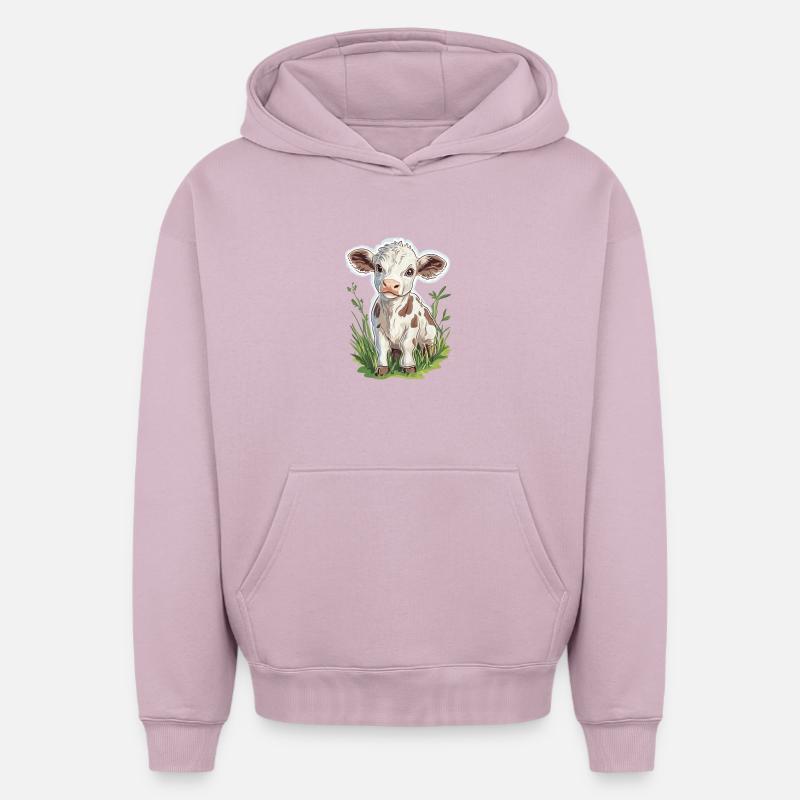 Vache - Sweat à capuche unisexe oversize épais SPREAD - rose poudré
