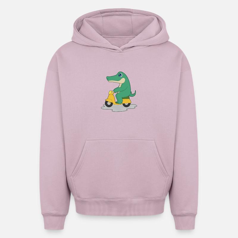 Crocodile Scooter - Sweat à capuche unisexe oversize épais SPREAD - rose poudré
