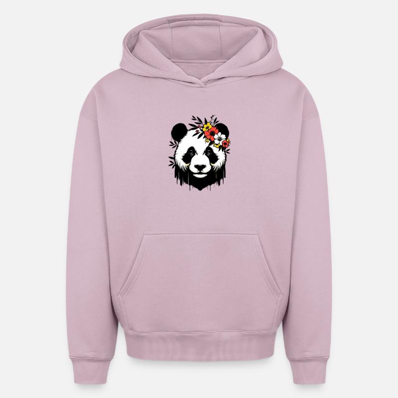 Panda - Sweat à capuche unisexe oversize épais SPREAD - rose poudré
