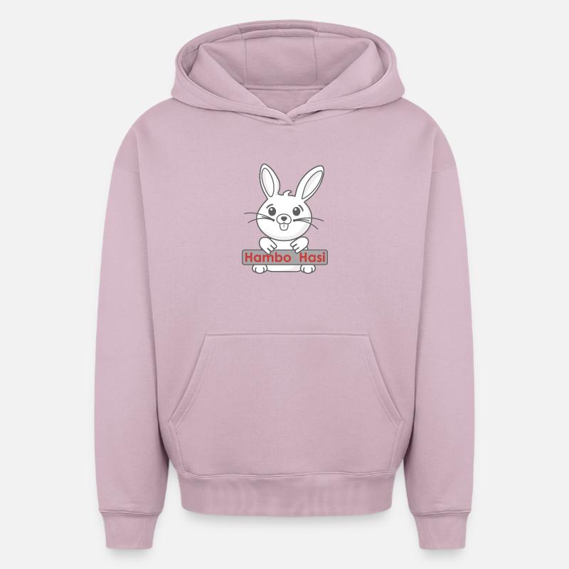 Lapin souriant avec logo - Sweat à capuche unisexe oversize épais SPREAD - rose poudré