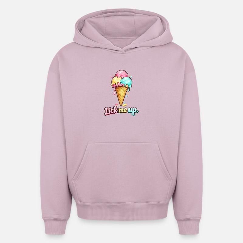 Lécher une glace - Sweat à capuche unisexe oversize épais SPREAD - rose poudré