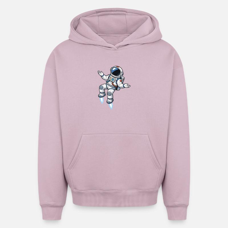 Schwebender Comic Astronaut mit Raketenantrieb - Oversized Heavyweight Unisex Hoodie - Altrosa