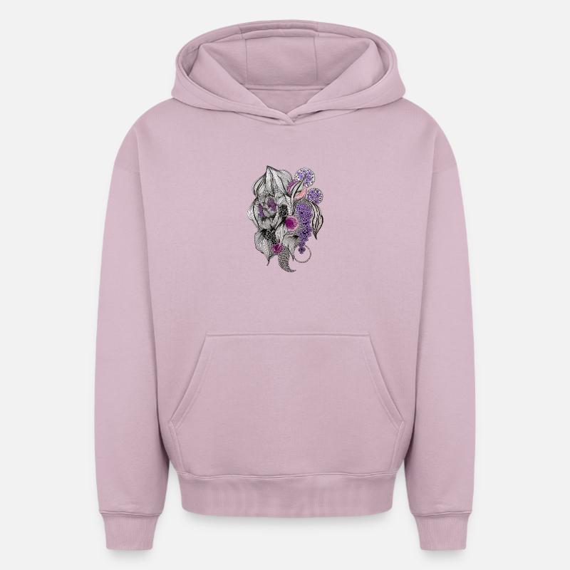Fleurs Zentangle en Violet - Sweat à capuche unisexe oversize épais SPREAD - rose poudré