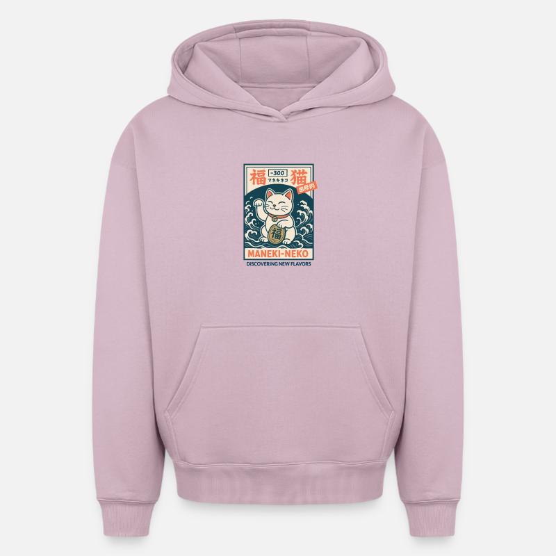 maneki-neko - Sweat à capuche unisexe oversize épais SPREAD - rose poudré