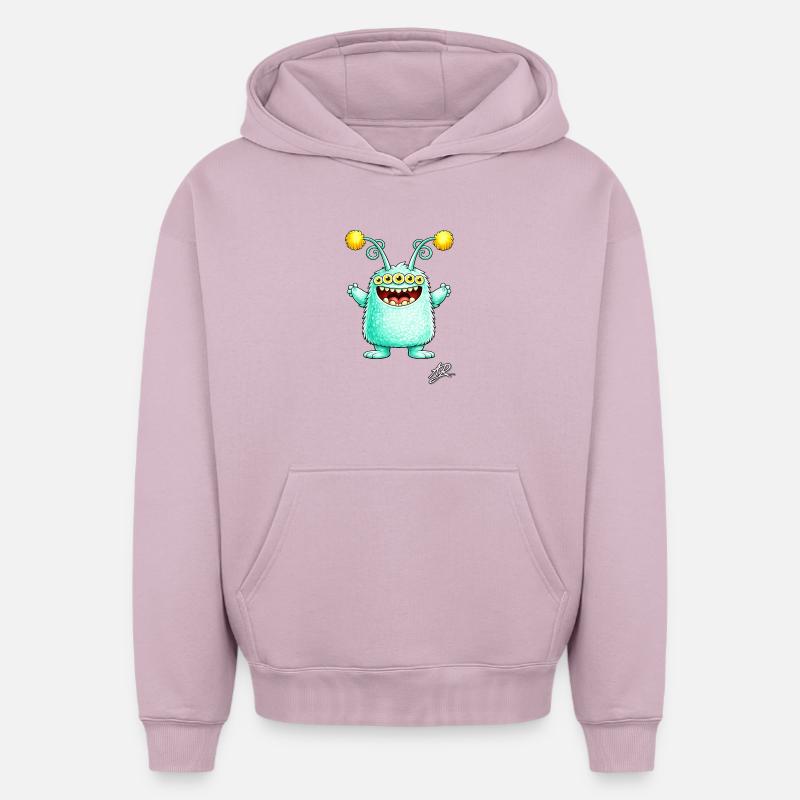 Monstre vert à cinq yeux - Sweat à capuche unisexe oversize épais SPREAD - rose poudré