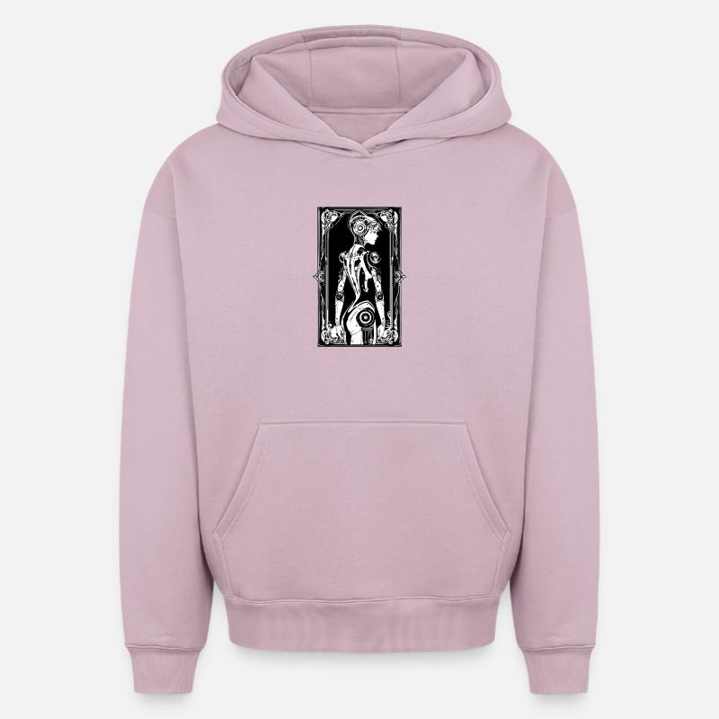Android Art Nouveau - Sweat à capuche unisexe oversize épais SPREAD - rose poudré