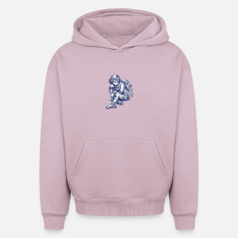 Ange Bleu Triste - Sweat à capuche unisexe oversize épais SPREAD - rose poudré