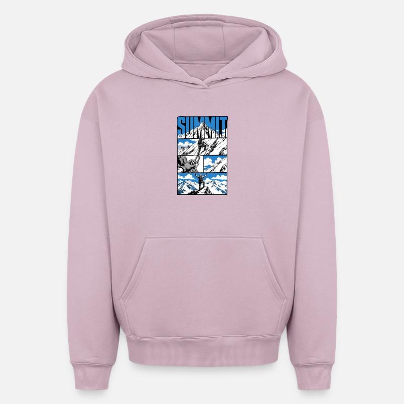 Aventure alpine - Sweat à capuche unisexe oversize épais SPREAD - rose poudré