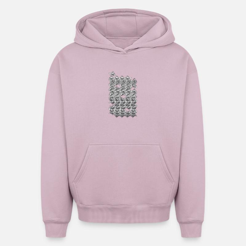 Poisson monochrome répété - Sweat à capuche unisexe oversize épais SPREAD - rose poudré