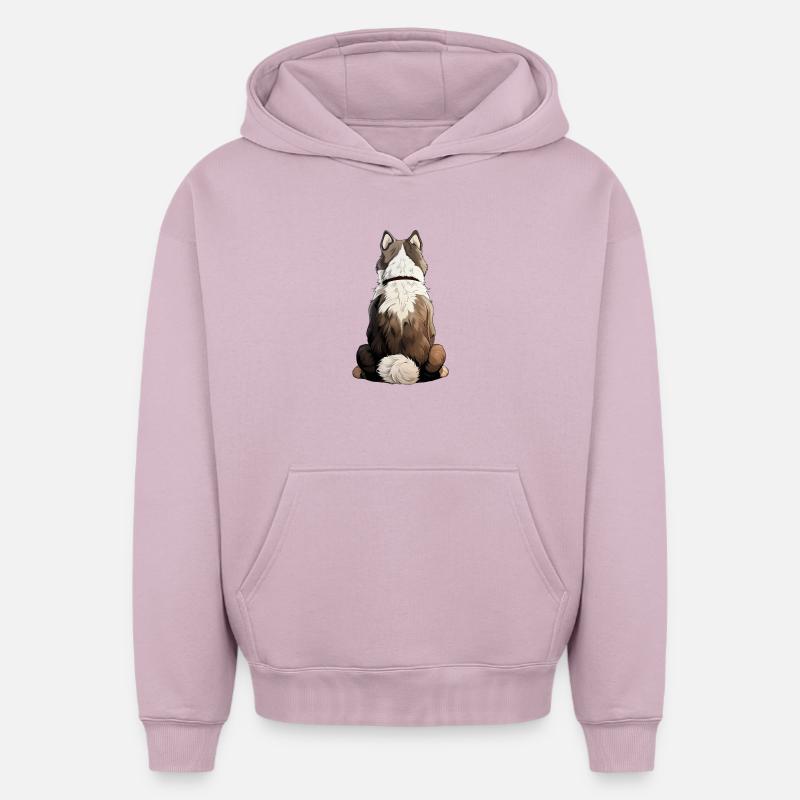 Husky sibérien - Sweat à capuche unisexe oversize épais SPREAD - rose poudré