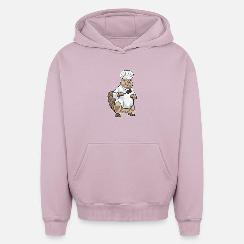 Beaver Cook Spatule Cuisson - Sweat à capuche unisexe oversize épais SPREAD - rose poudré