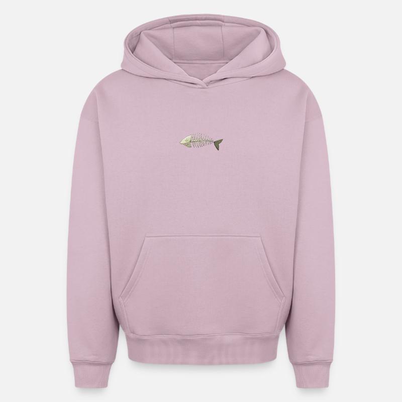 arête de poisson - Sweat à capuche unisexe oversize épais SPREAD - rose poudré