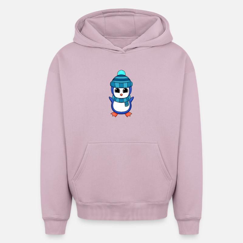Pingouins Pingouins - Sweat à capuche unisexe oversize épais SPREAD - rose poudré
