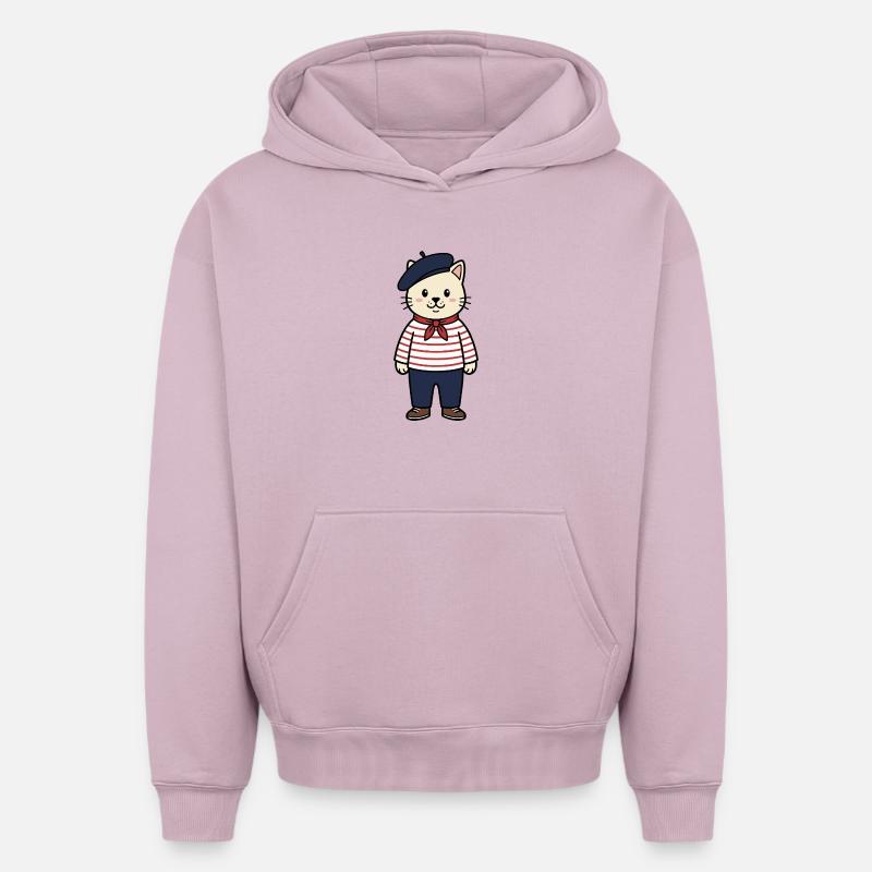 Chat français - Sweat à capuche unisexe oversize épais SPREAD - rose poudré