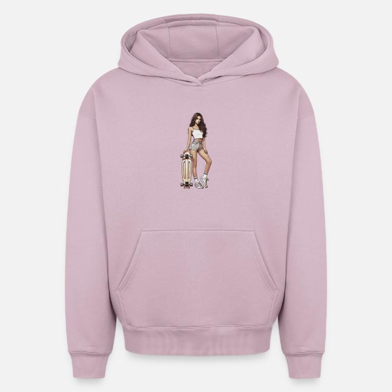 Skateuse - Sweat à capuche unisexe oversize épais SPREAD - rose poudré