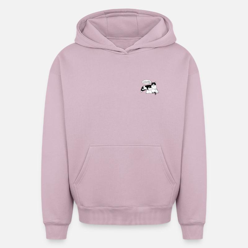 Je ne lis pas - Sweat à capuche unisexe oversize épais SPREAD - rose poudré