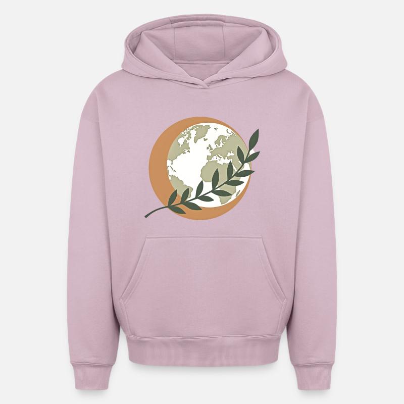 Globe de la Paix Verte - Sweat à capuche unisexe oversize épais SPREAD - rose poudré