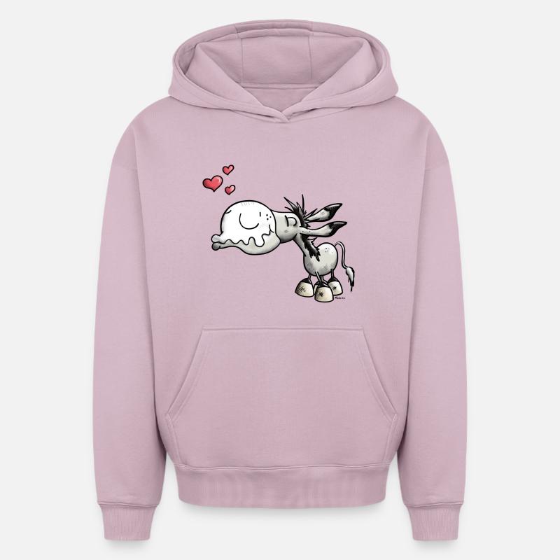 âne amoureux - Sweat à capuche unisexe oversize épais SPREAD - rose poudré
