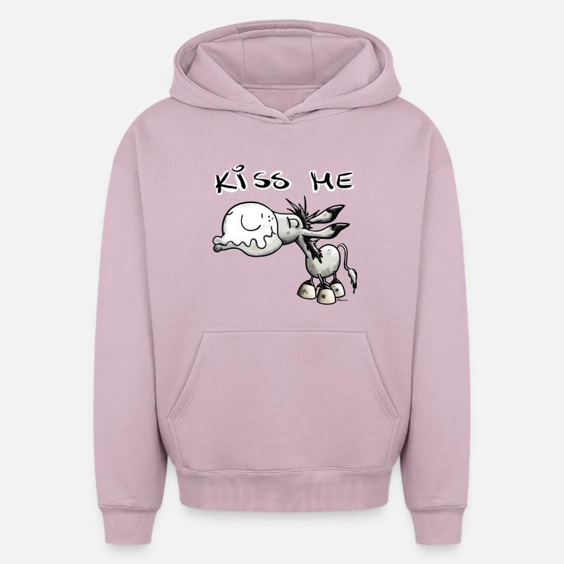 Baiser âne - Sweat à capuche unisexe oversize épais SPREAD - rose poudré