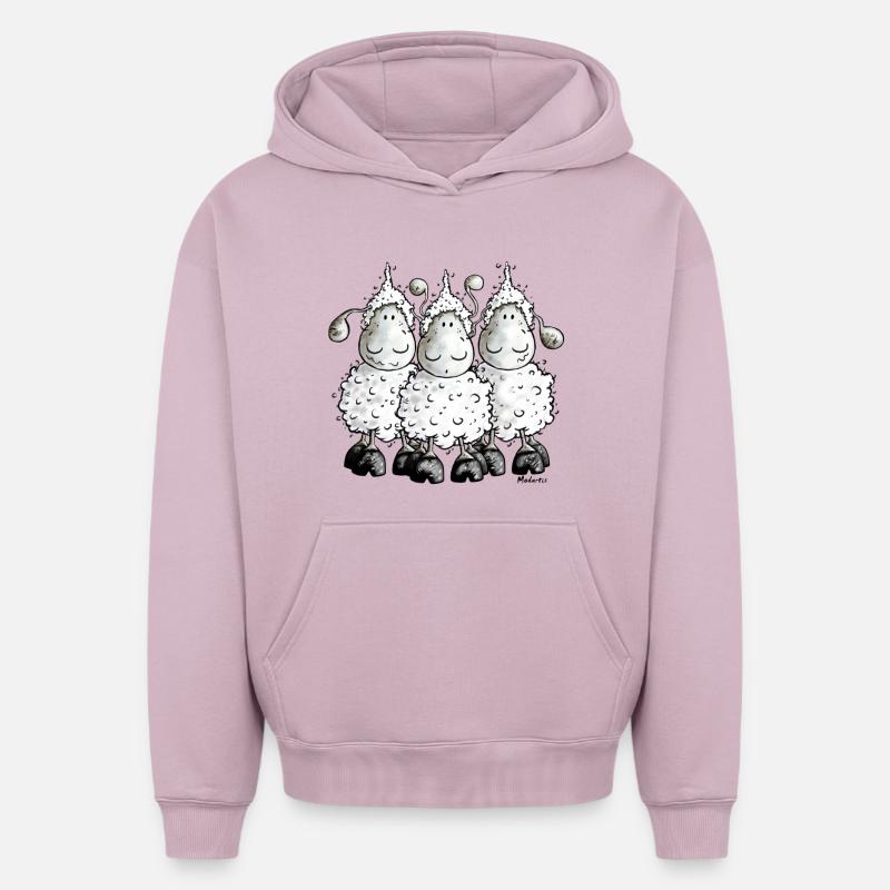 "Mc Wool" - sheep - mouton- moutons - Sweat à capuche unisexe oversize épais SPREAD - rose poudré
