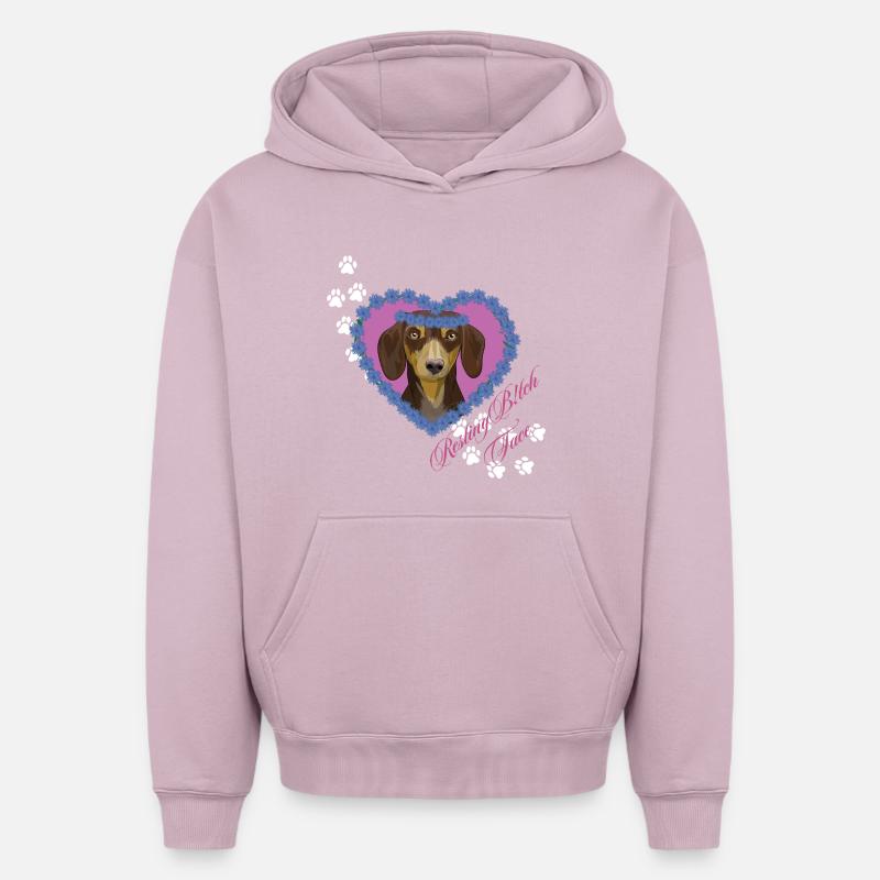 Visage de au repos - Sweat à capuche unisexe oversize épais SPREAD - rose poudré