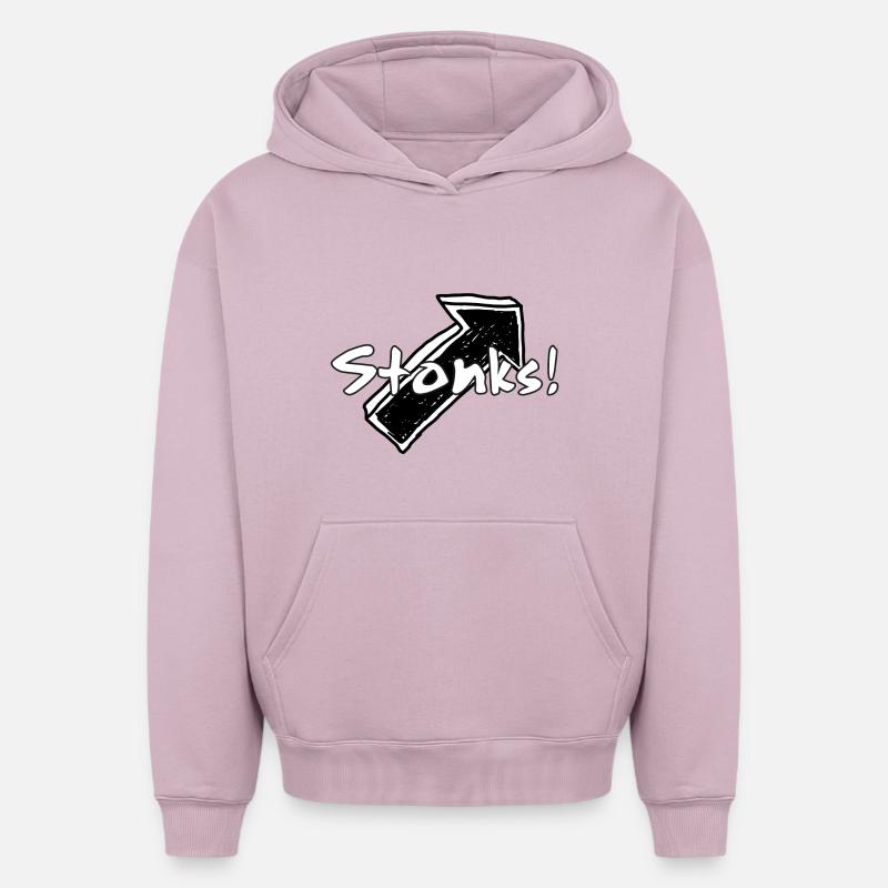 Stonks ! Graphismes de mots graffitis - Sweat à capuche unisexe oversize épais SPREAD - rose poudré