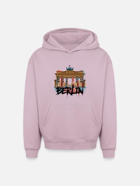 Urban Berlin-stil – Brandenburger Tor - Hettegenser unisex oversize kraftig - gammelrosa