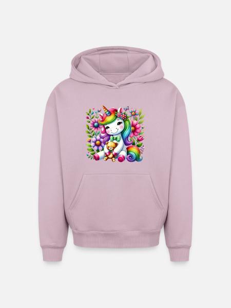 Regenbogen Einhorn Blumentraum - Oversized Heavyweight Unisex Hoodie - Altrosa