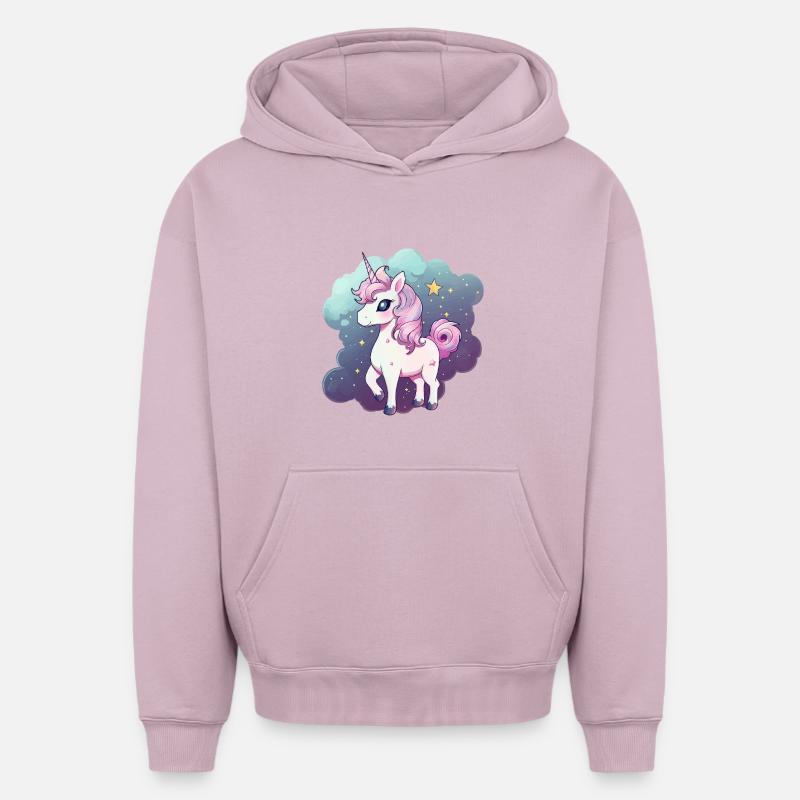 Licorne pastel - Sweat à capuche unisexe oversize épais SPREAD - rose poudré