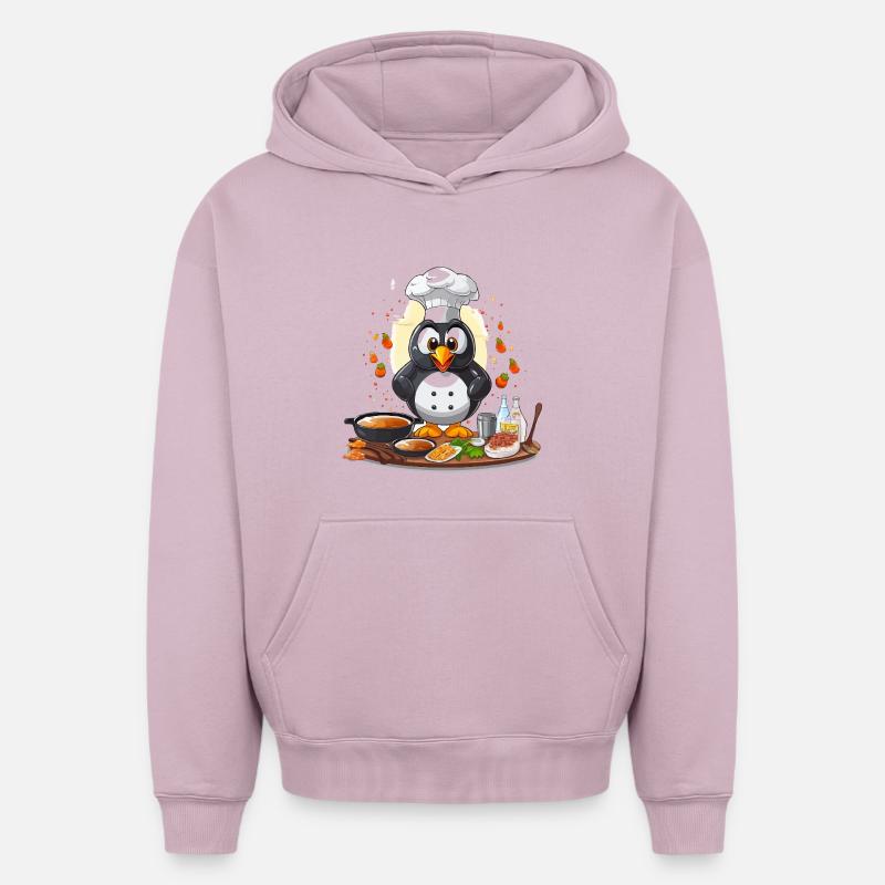 Kitchen Penguin Chef Design - Sweat à capuche unisexe oversize épais SPREAD - rose poudré