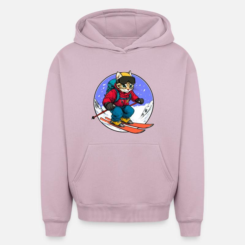Cat Skis - Sweat à capuche unisexe oversize épais SPREAD - rose poudré