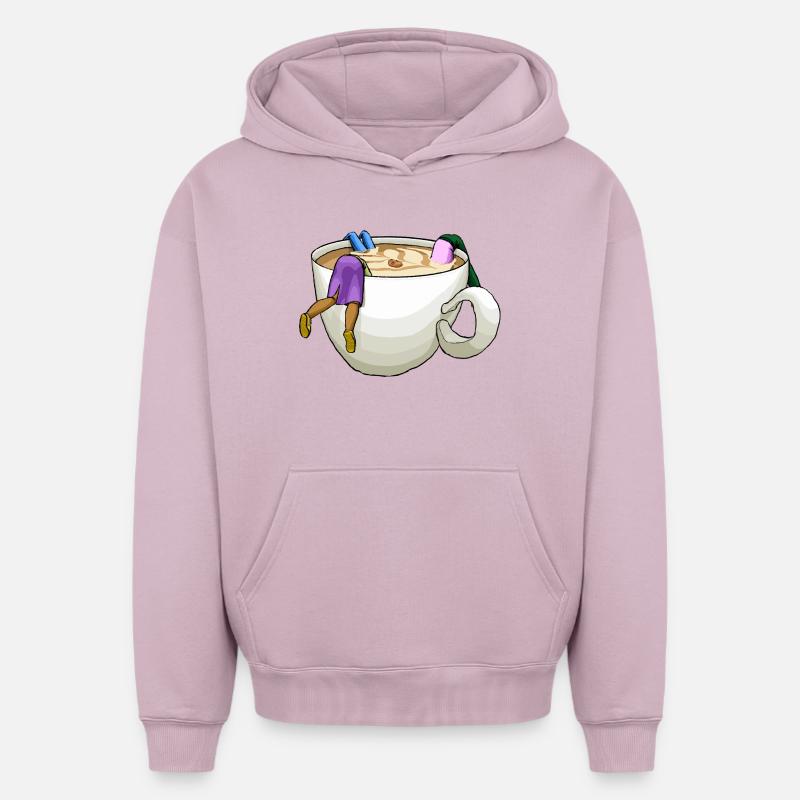 L’heure du café - Sweat à capuche unisexe oversize épais SPREAD - rose poudré