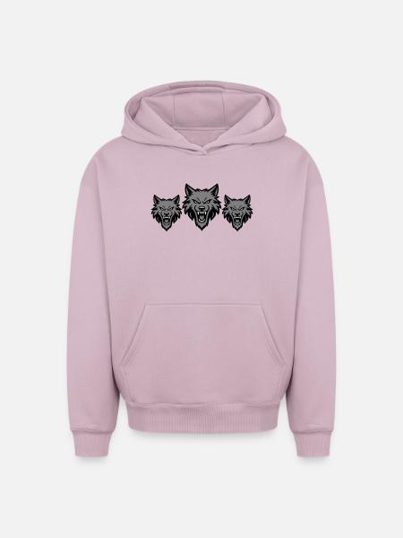 Wolf Team Pack - Oversized Heavyweight Unisex Hoodie - dusky pink