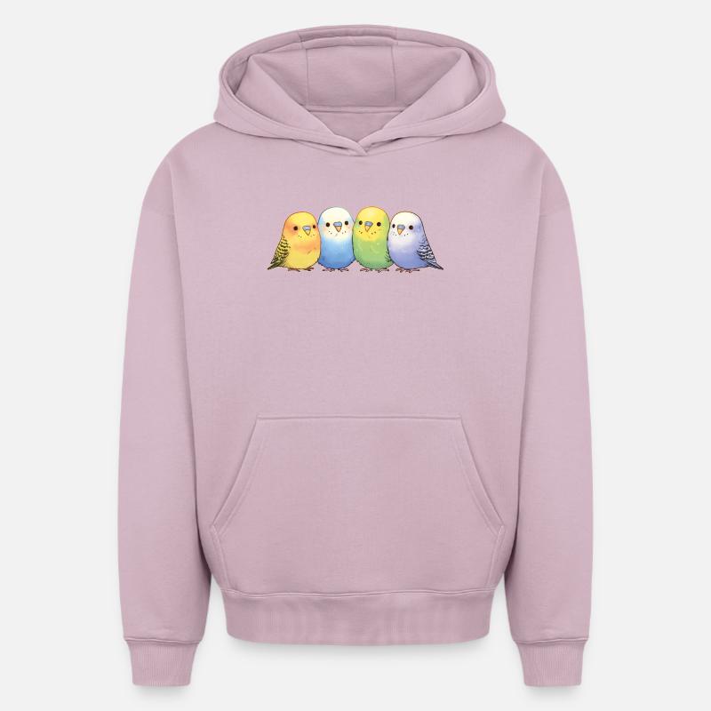 Groupe de perruches ondulées - Sweat à capuche unisexe oversize épais SPREAD - rose poudré