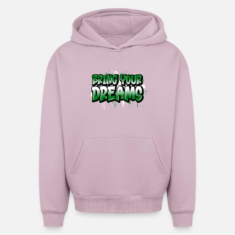 Bring Your Dreams Graffiti - Sweat à capuche unisexe oversize épais SPREAD - rose poudré