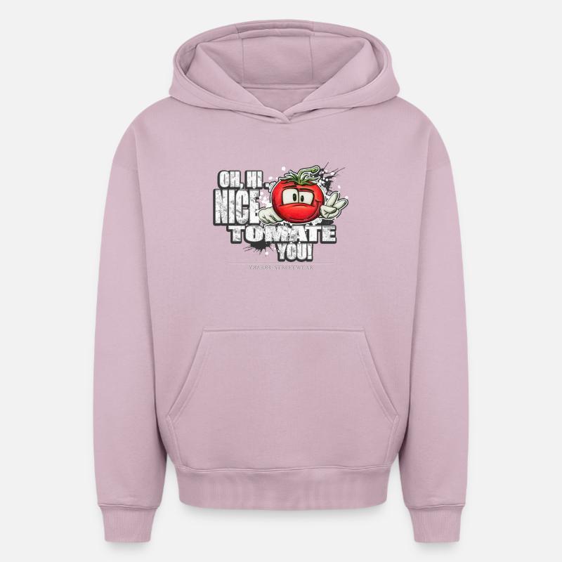 nice tomate you - Sweat à capuche unisexe oversize épais SPREAD - rose poudré