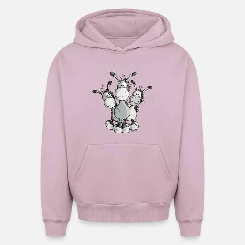 Mignon Âne Comique - Sweat à capuche unisexe oversize épais SPREAD - rose poudré