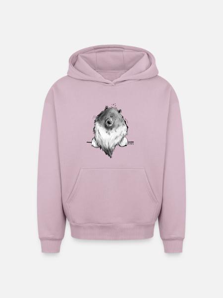 Funny Wolfsspitz I Comic Dog Gift - Oversized Heavyweight Unisex Hoodie - dusky pink