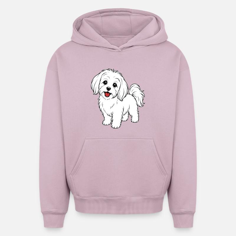 Blanc de chien maltis - Sweat à capuche unisexe oversize épais SPREAD - rose poudré