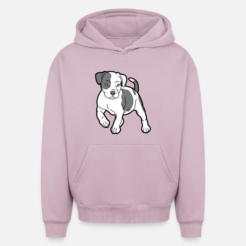 chien - Sweat à capuche unisexe oversize épais SPREAD - rose poudré