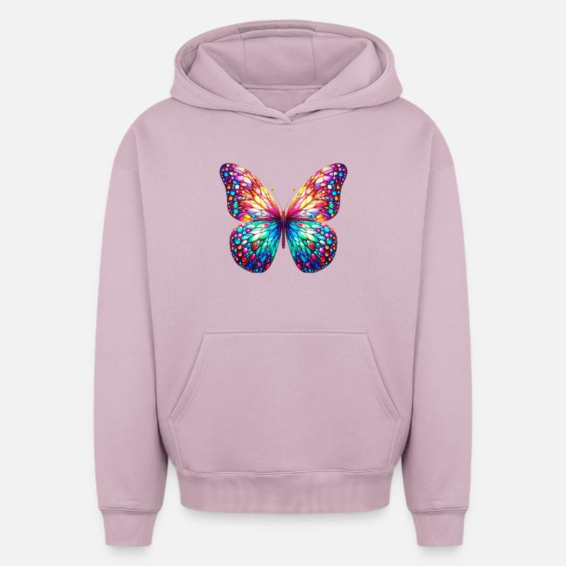 Papillon - Sweat à capuche unisexe oversize épais SPREAD - rose poudré