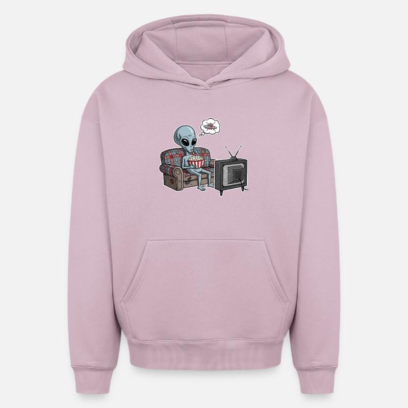 Alien Comic Lazy Cadeau - Sweat à capuche unisexe oversize épais SPREAD - rose poudré