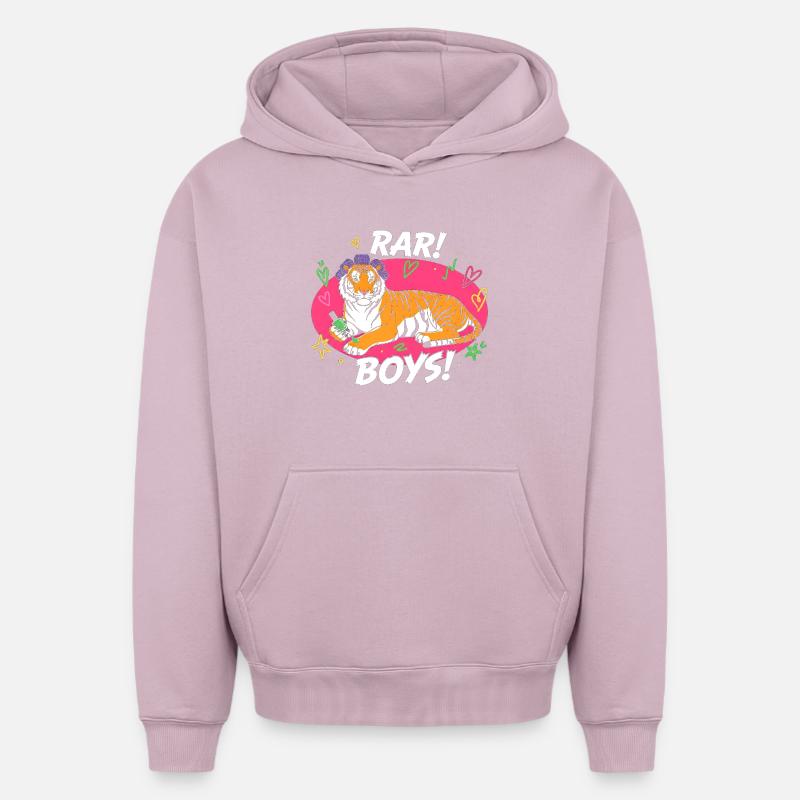 Tiger Lounge RAR BOYS ! - Sweat à capuche unisexe oversize épais SPREAD - rose poudré