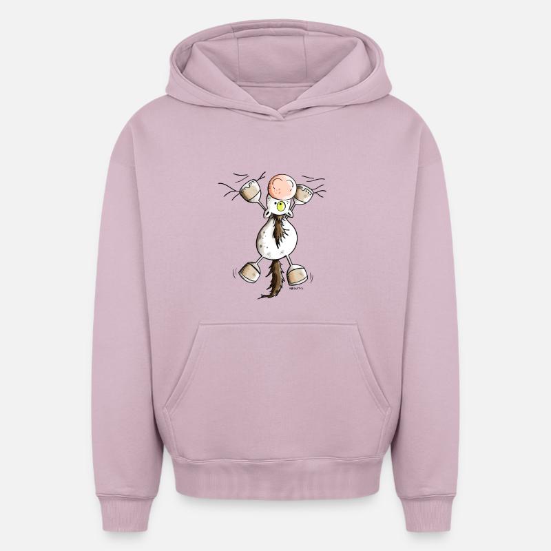 Drôle Cheval - Sweat à capuche unisexe oversize épais SPREAD - rose poudré