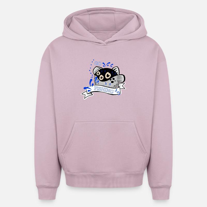 Journée de pêche - Sweat à capuche unisexe oversize épais SPREAD - rose poudré