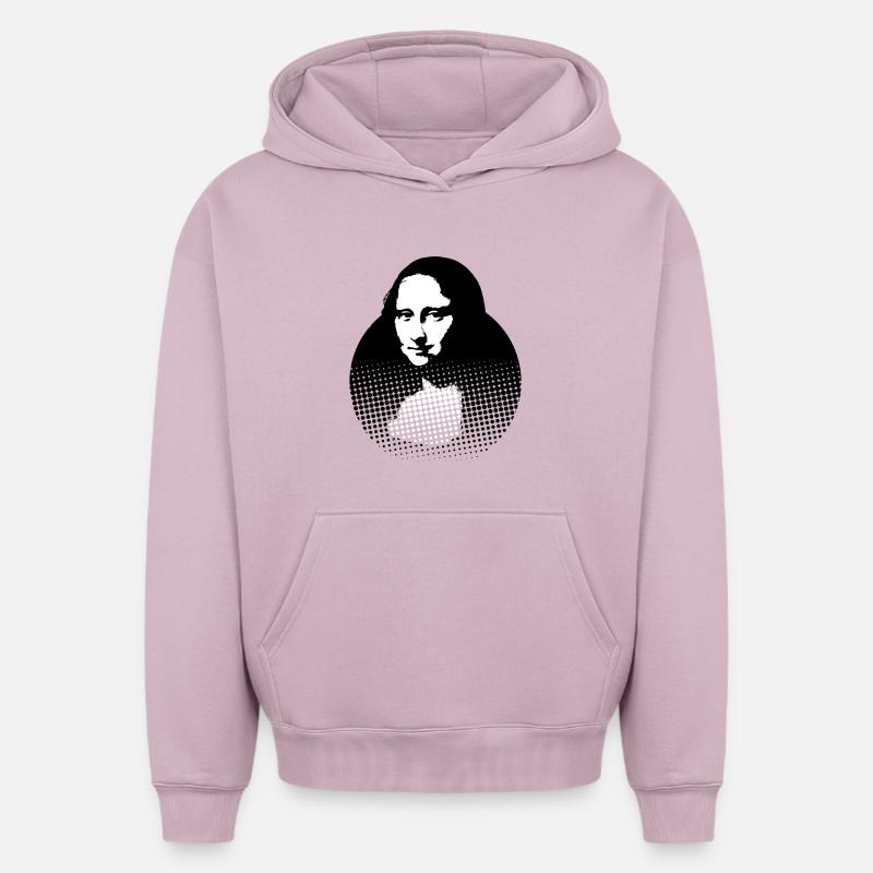 Joconde, Léonard de Vinci - Sweat à capuche unisexe oversize épais SPREAD - rose poudré