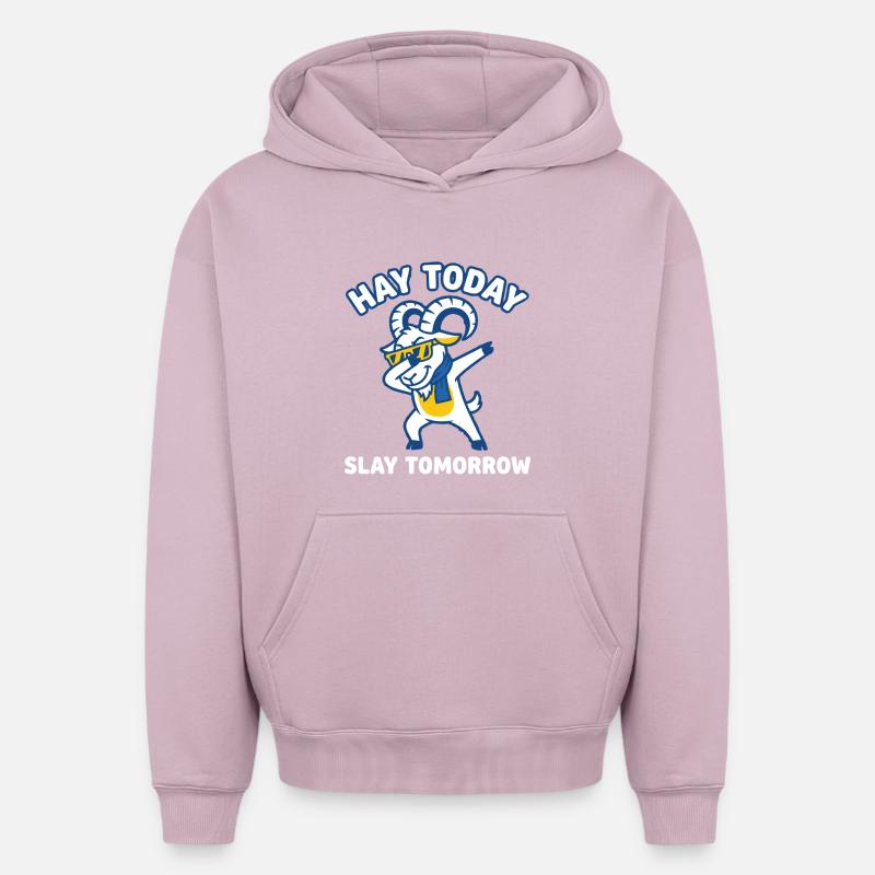 Foin aujourd’hui Tuez demain chèvre - Sweat à capuche unisexe oversize épais SPREAD - rose poudré