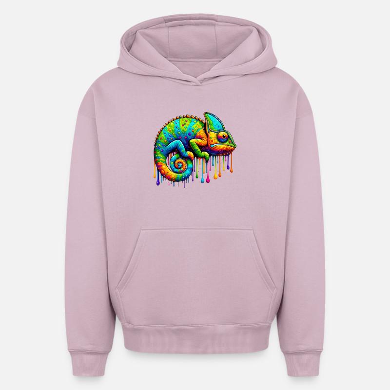 Caméléon - Sweat à capuche unisexe oversize épais SPREAD - rose poudré