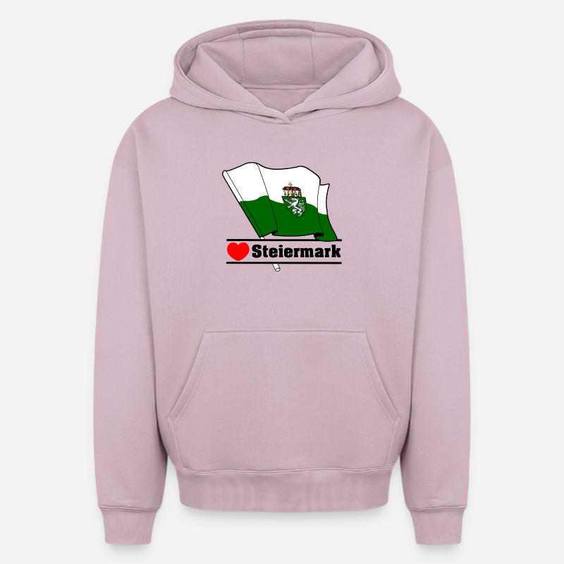 Drapeau de Styrie avec cœur - Sweat à capuche unisexe oversize épais SPREAD - rose poudré